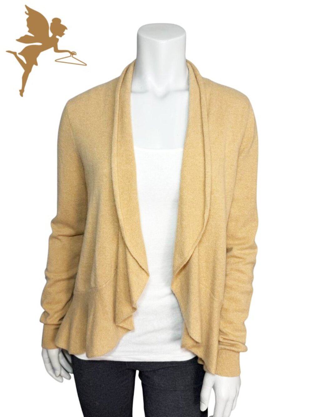 REPEAT Cashmere Ruffle Front Cardigan
